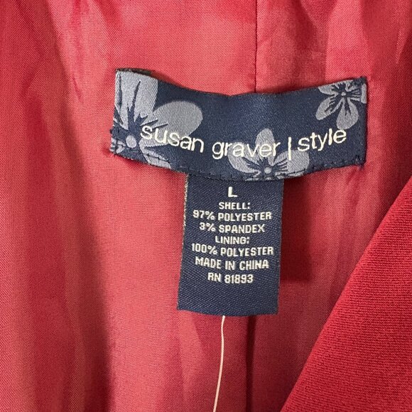 Susan Graver Stretch Moleskin Western Jacket Size L Red Floral Embroidered NWT - Picture 5 of 14
